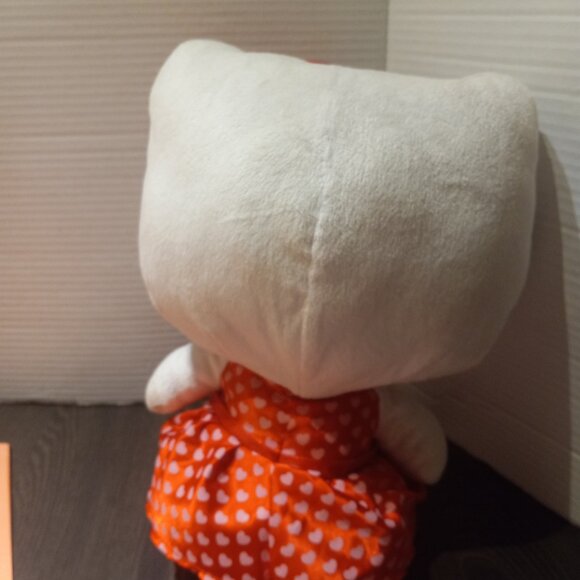 Sanrio 2018 Hello Kitty 12" Plush Red Dress Pink Hearts Red Hair Bow - Picture 5 of 9